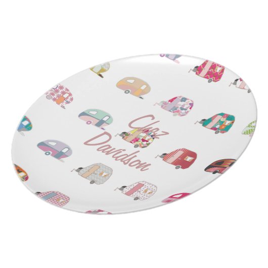 Personalized Retro Caravans Melamine Plates (Left Side)