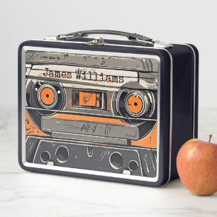 Personalized Retro Cassette Tape Metal Lunch Box