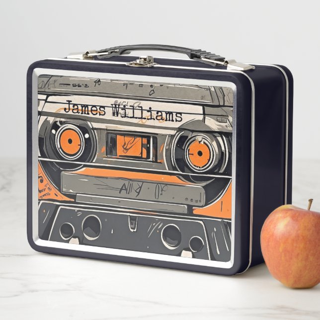Personalized Retro Cassette Tape Metal Lunch Box (In Situ)