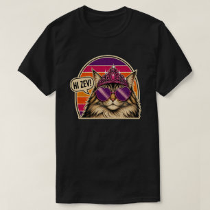 Personalized Retro Cat Queen Sticker with Crown T-Shirt