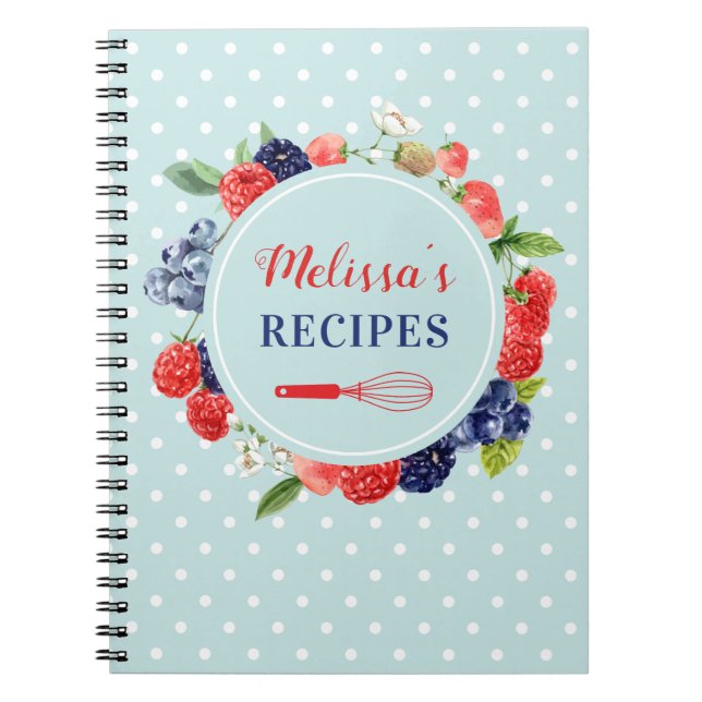 Personalized Retro Chic Kitchen Dessert Recipe Notebook (Front)