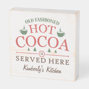 Personalized Retro Christmas Cocoa Decor Wood Sign