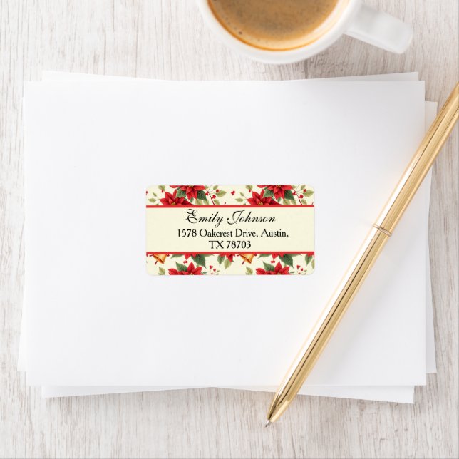 Personalized Retro Christmas Floral Stationery  Label (Insitu)