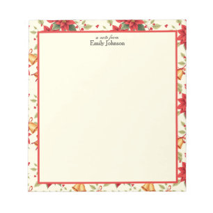 Personalized Retro Christmas Floral Stationery Notepad