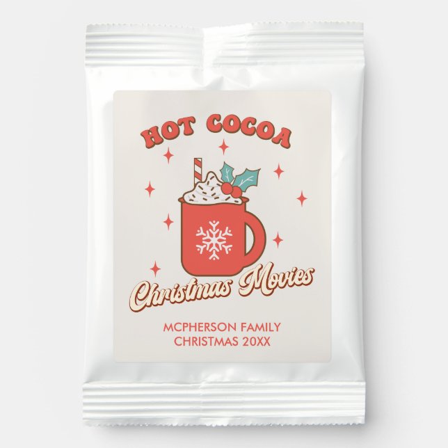 Personalized Retro Christmas Hot Chocolate Favors Drink Mix (Front)