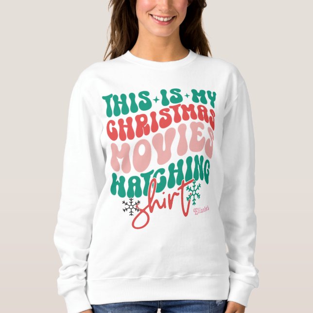Personalized Retro Christmas Movies Watching Sweatshirt (Front)