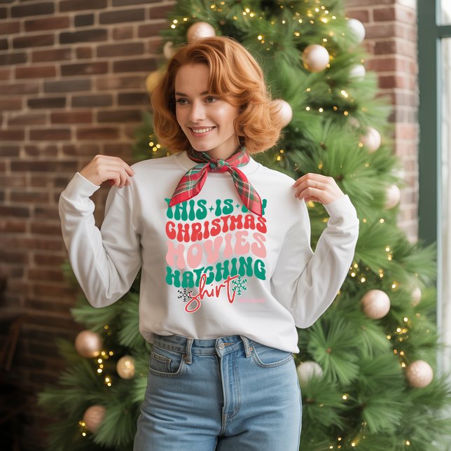 Personalized Retro Christmas Movies Watching Sweatshirt (Personalized Retro Christmas Movies Watching Sweatshirt)