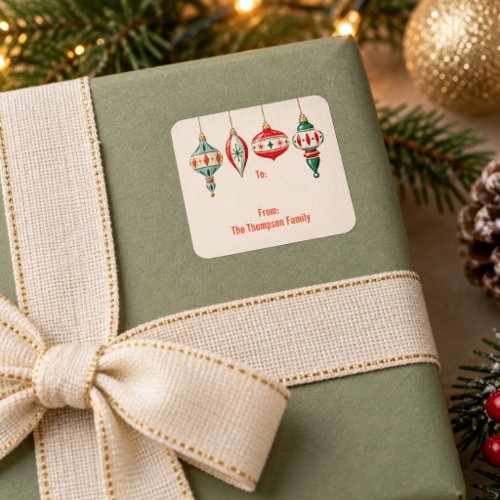 Personalized Retro Christmas Ornament Gift Square Sticker