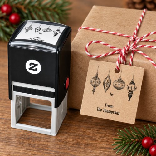 Personalized Retro Christmas Ornament Gift Stamp