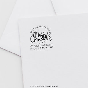 Personalized Retro Christmas Return Address Label Self-inking Stamp