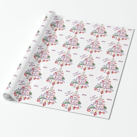 Personalized Retro Christmas Tree Wrapping Paper