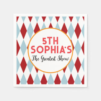 Personalized Retro Circus Diamond Pattern Custom Napkins
