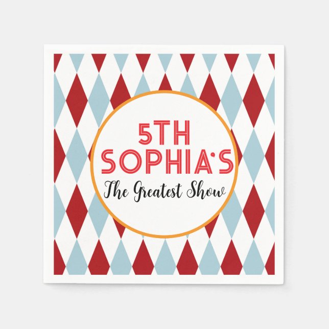 Personalized Retro Circus Diamond Pattern Custom  Napkins (Front)