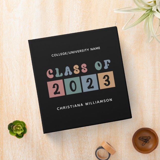 Personalized Retro Class of 2023 Graduation Cute 3 Ring Binder (In Situ)