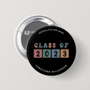Personalized Retro Class of 2023 Graduation Cute Button