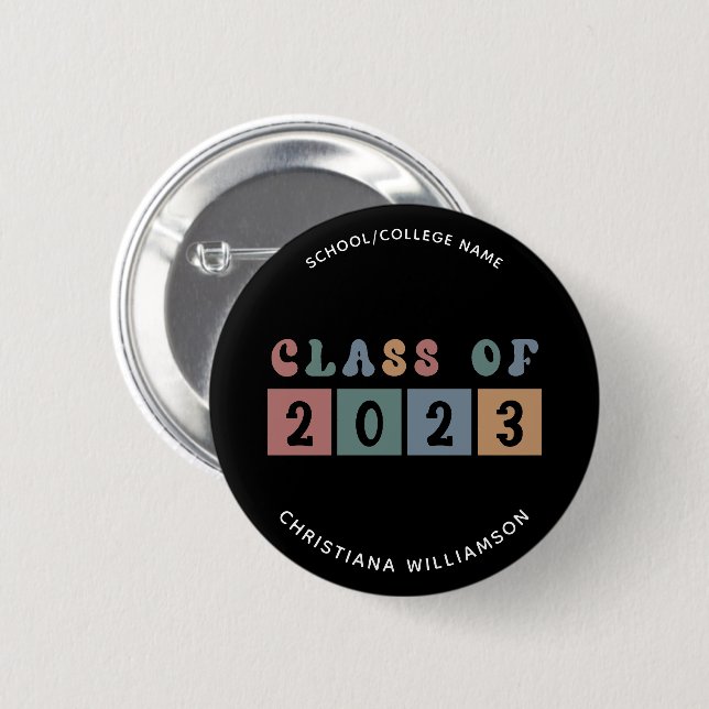 Personalized Retro Class of 2023 Graduation Cute Button (Front & Back)