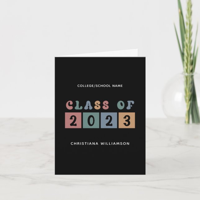Personalized Retro Class of 2023 Graduation Cute Card (Front)