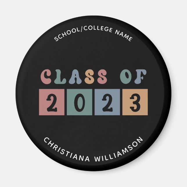 Personalized Retro Class of 2023 Graduation Cute Magnet (Front)