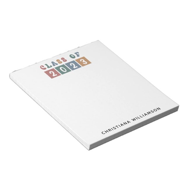 Personalized Retro Class of 2023 Graduation Cute Notepad (Angled)