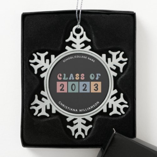 Personalized Retro Class of 2023 Graduation Cute Snowflake Pewter Christmas Ornament