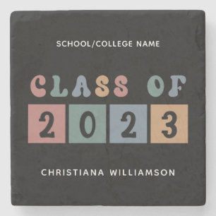 Personalized Retro Class of 2023 Graduation Cute Stone Coaster
