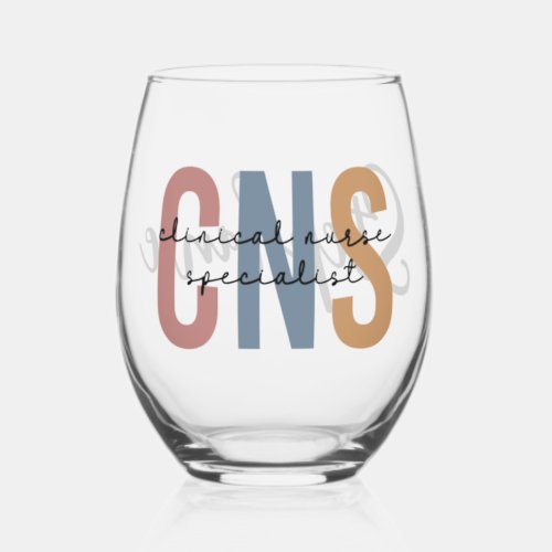Personalized Retro CNS Clinical Nurse Specialist Stemless Wine Glass