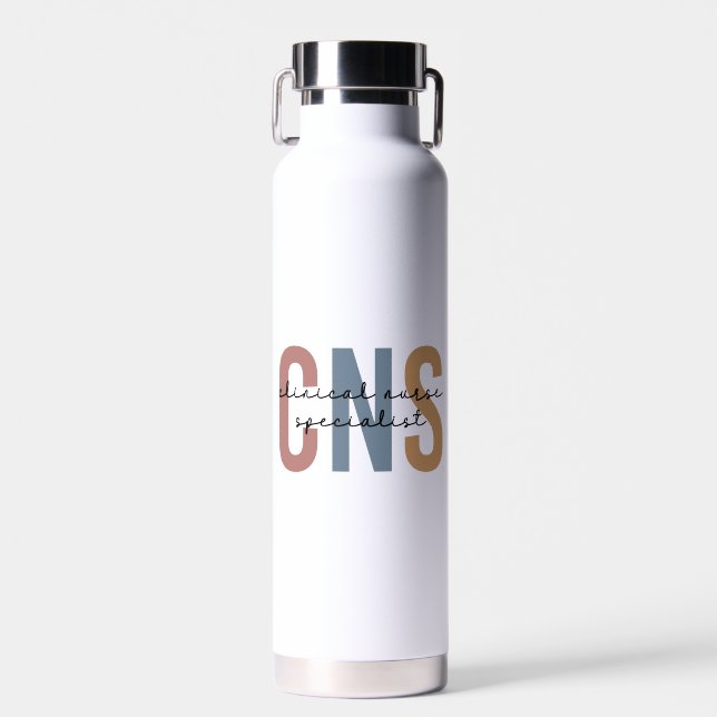 Personalized Retro CNS Clinical Nurse Specialist Water Bottle (Front)