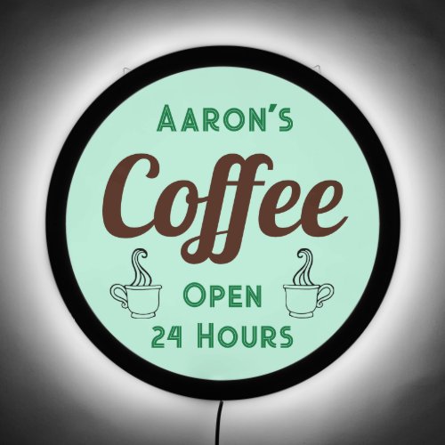 Personalized Retro Coffee Shop Illuminated Sign