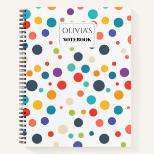 Personalized Retro Colorful Dot Spiral Notebook