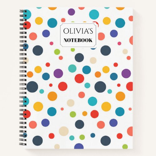 Personalized Retro Colorful Dot Spiral Notebook