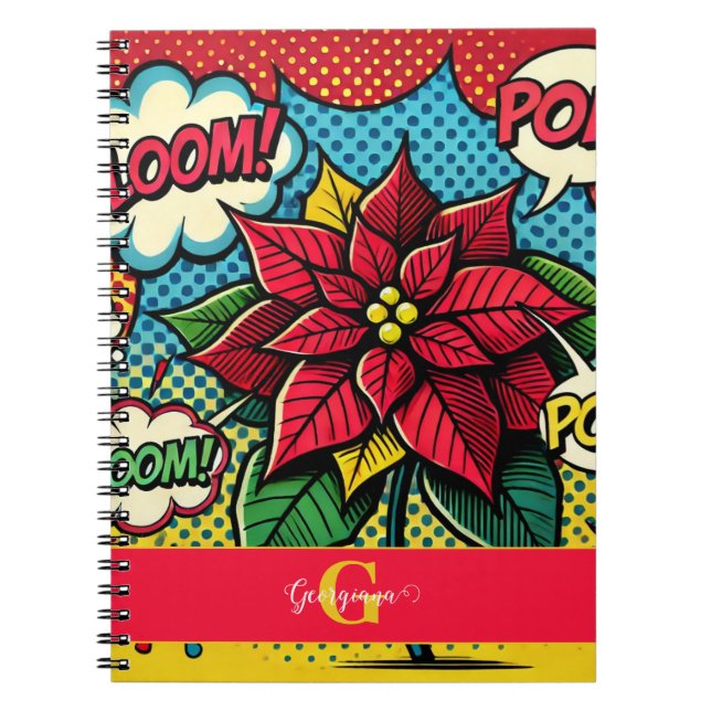 Personalized Retro Comic Book Pop Art Poinsettia (Front)