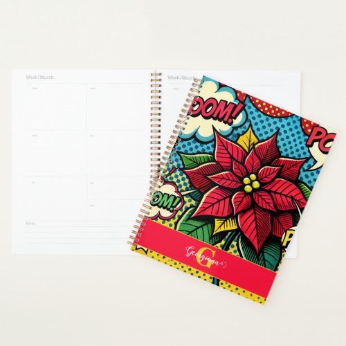 Personalized Retro Comic Book Pop Art Poinsettia Planner