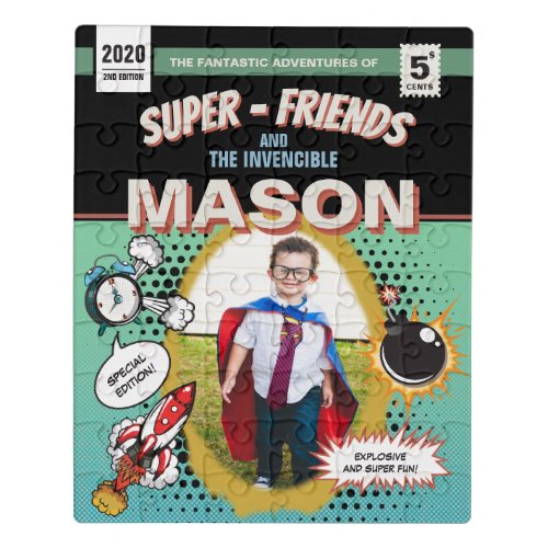 Personalized Retro Comic Superhero Jigsaw Puzzle