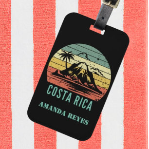 Personalized Retro Costa Rica Beach  Luggage Tag