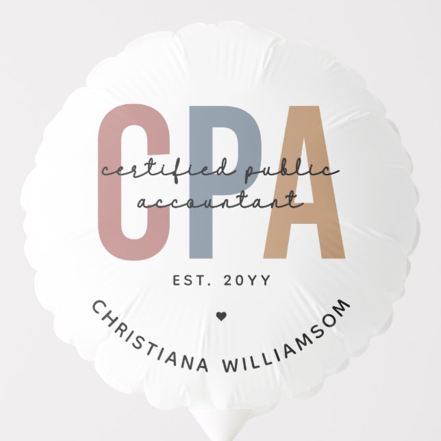 Personalized Retro CPA Certified Public Accountant Balloon (Front)
