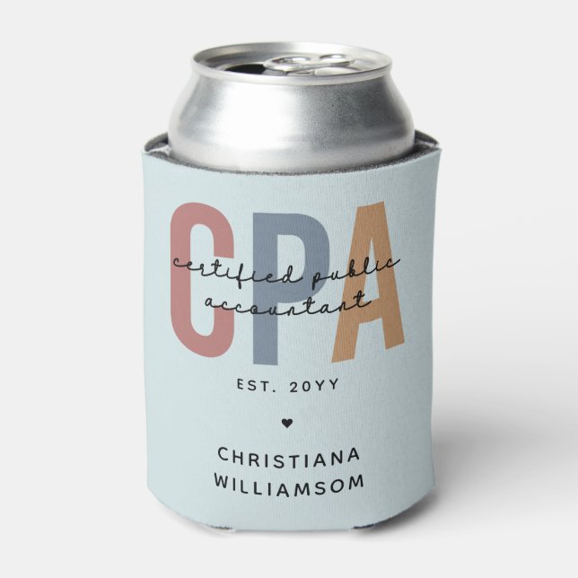 Personalized Retro CPA Certified Public Accountant Can Cooler (Can Front)