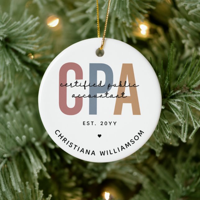 Personalized Retro CPA Certified Public Accountant Ceramic Ornament (Tree)