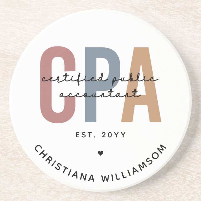 Personalized Retro CPA Certified Public Accountant Coaster (Front)