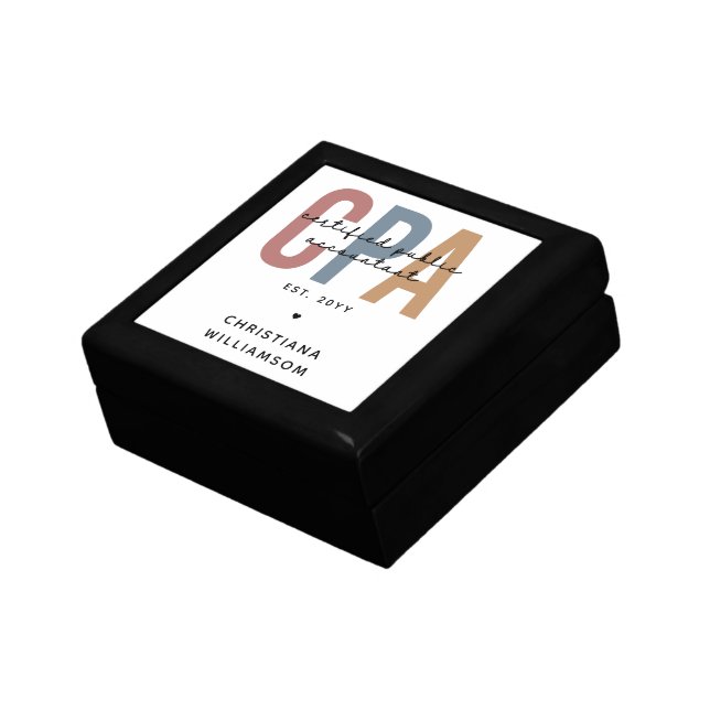 Personalized Retro CPA Certified Public Accountant Gift Box (Side)