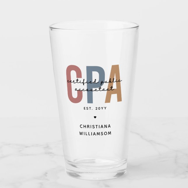 Personalized Retro CPA Certified Public Accountant Glass (Front)