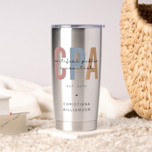 Personalized Retro CPA Certified Public Accountant Insulated Tumbler