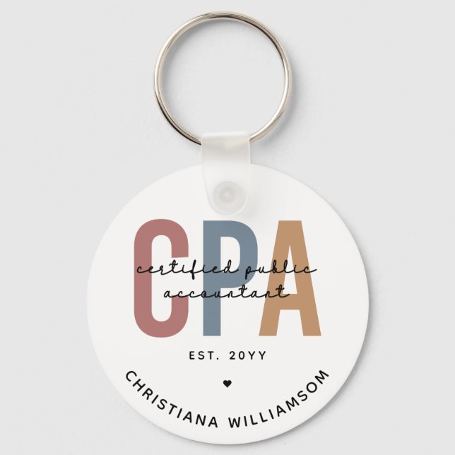 Personalized Retro CPA Certified Public Accountant Keychain (Front)