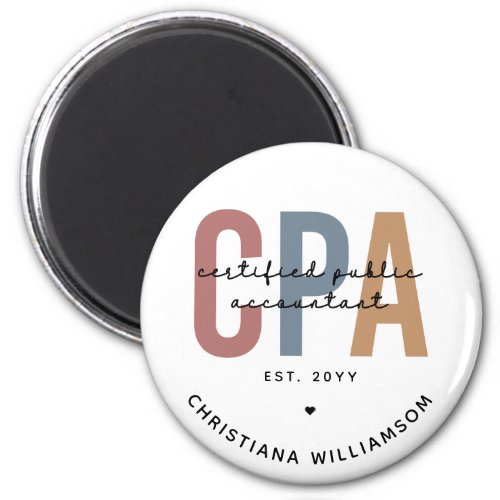 Personalized Retro CPA Certified Public Accountant Magnet