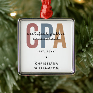 Personalized Retro CPA Certified Public Accountant Metal Ornament