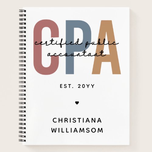 Personalized Retro CPA Certified Public Accountant Notebook