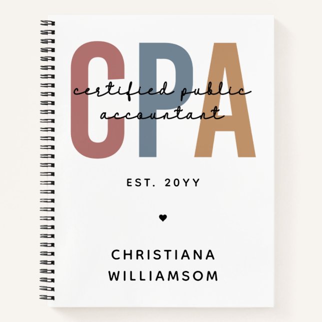 Personalized Retro CPA Certified Public Accountant Notebook (Front)