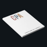Personalized Retro CPA Certified Public Accountant Notepad<br><div class="desc">Personalized Retro CPA Certified Public Accountant Gifts!</div>