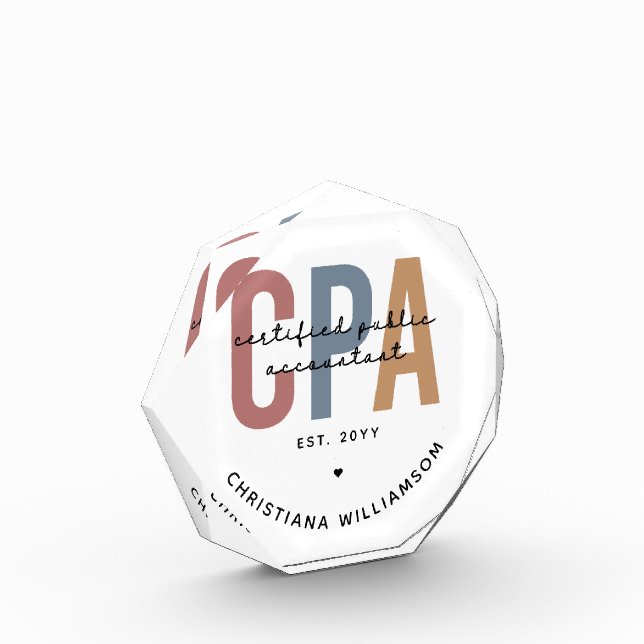 Personalized Retro CPA Certified Public Accountant Photo Block (Left)