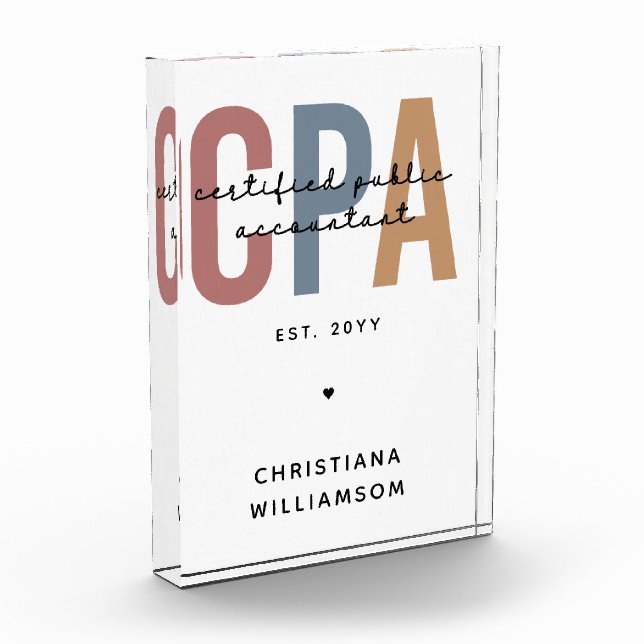 Personalized Retro CPA Certified Public Accountant Photo Block (Left)