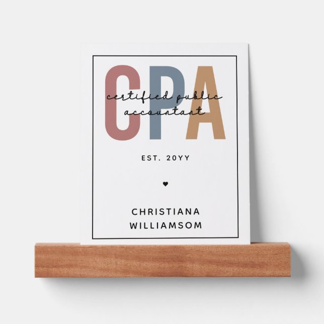 Personalized Retro CPA Certified Public Accountant Picture Ledge (Front)